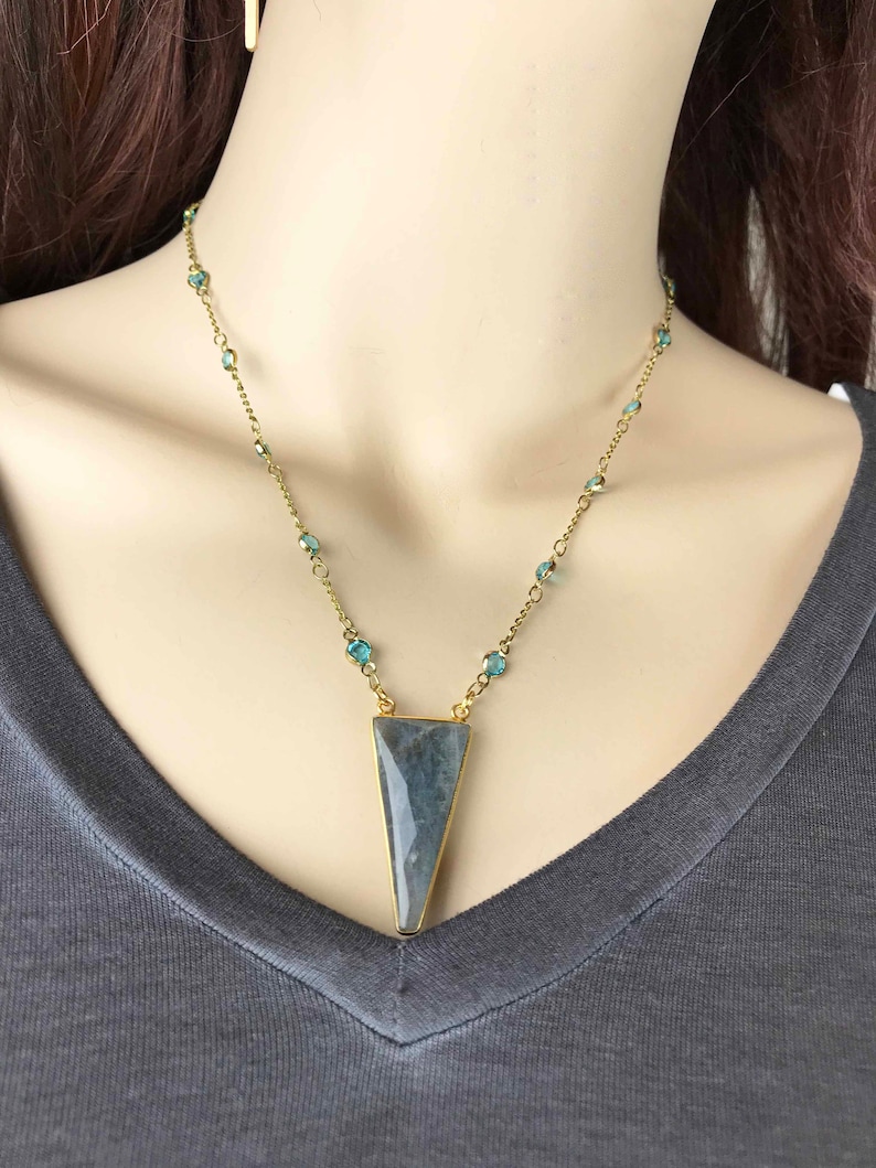 Labradorite Blue quartz Necklace.