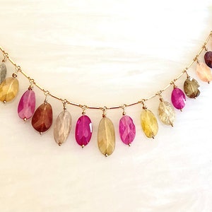 Multi Sapphire Unique Cluster necklace, Sapphire necklace, pastel necklace, September birthstone necklace, multi gemstone Christmas necklace