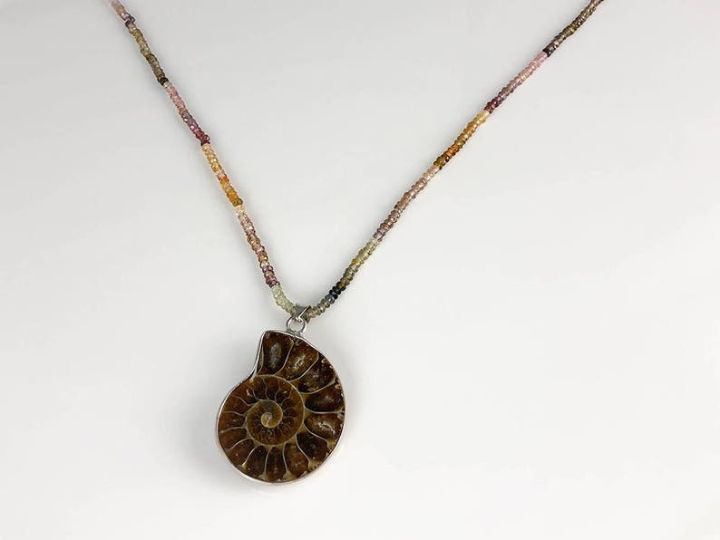 Sapphire Ammonite Necklace Gemstone Necklace Designer necklace