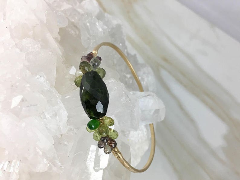 Gemstone bangle Multi gemstone bracelet cuff Tourmaline Bracelet Cuff