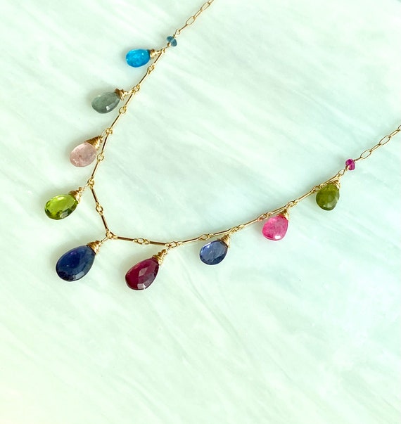 Buy Multi Gemstone Cluster Necklace Gemstone Necklace Topaz