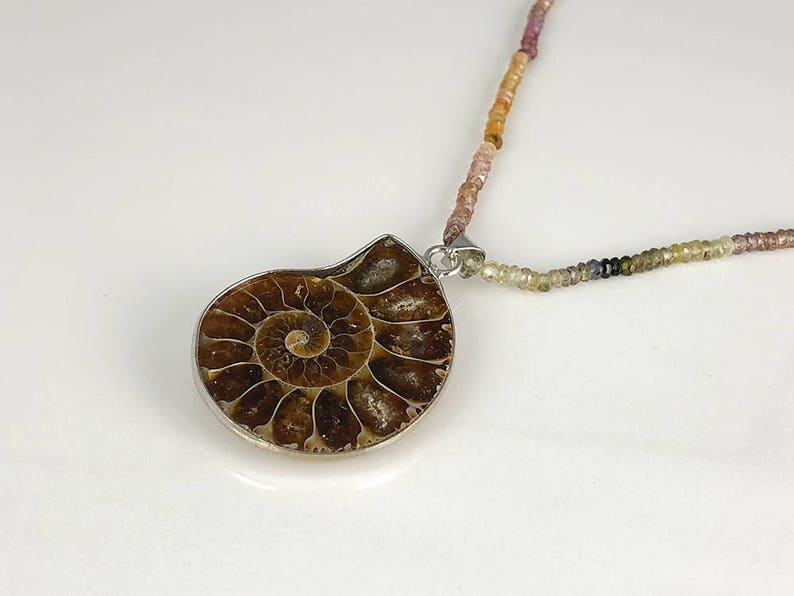Sapphire Ammonite Necklace Gemstone Necklace Designer necklace