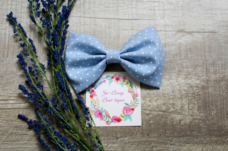 SALE Blue Polka Dot Perfect Bow Baby Girl Headband Baby Boy Bow tie Nylon Headband Hair Clip Coming Home Outfit Newborn Prop