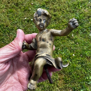 Antique French bronze figure - Child sitting - Circa 1800’s - Putti - Cherub