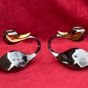Swan candlesticks - Pair 1970’s German design swan candle holders by Caesar Stoffi et Fritz Nagel Contemporary W. Germany design.