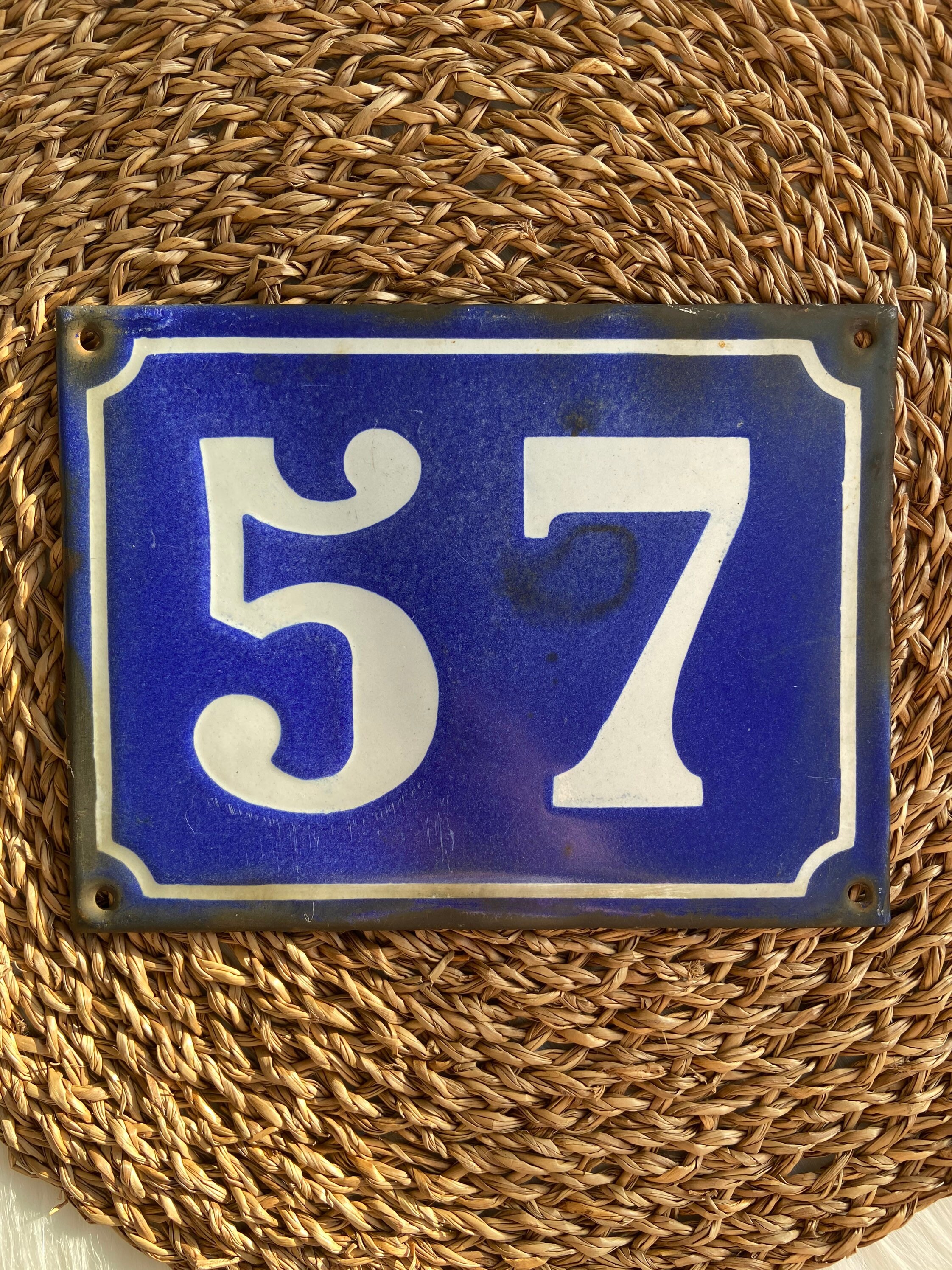 LARGE French Enamel House Number 57 Vintage French Metal Etsy