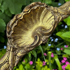 French bronze pediment - Antique French bronze furniture pediment - laurel and scallop shell design - 16 inches