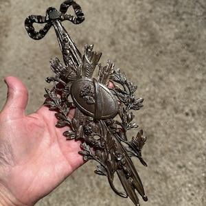 Antique French bronze furniture pediment - Long bronze embellishment - Furniture salvage