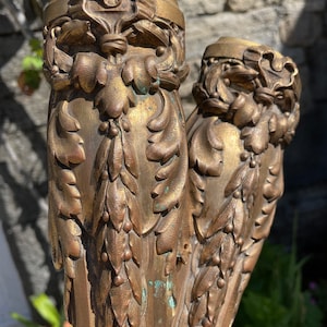 PAIR of French bronze furniture leg pediment - French bronze pediment - Antique French bronze furniture embellishment -Furniture molding