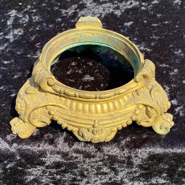 Antique French bronze base / support / holder. Salvage for repurpose. Tripod display for crystal ball, ostrich egg or use as bronze crown
