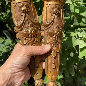 French bronze leg pediments - Pair of antique of French gilt bronze furniture leg pediments  - Furniture hardware - Leg pediment - 22.9 cm