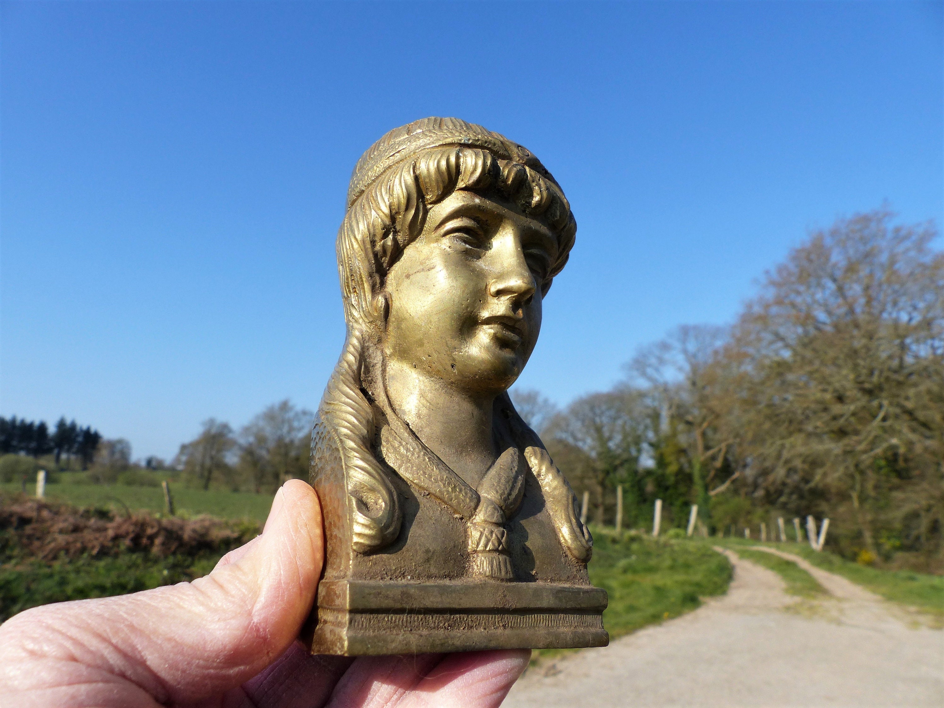 Matériel de Meubles en Bronze - Antiquité /Vintage Français Empire Style Lady's Head Furniture Leg M