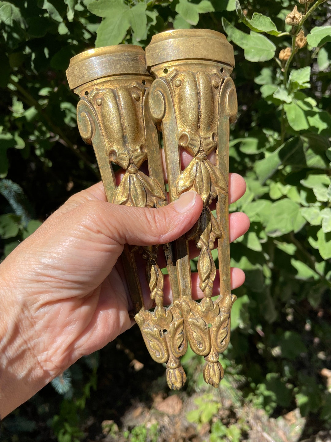 French Bronze Leg Pediment Pair of French Gilt Bronze Leg Pediments