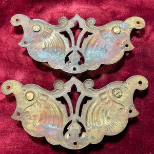 FRENCH ART NOUVEAU Drawer Handles Pair of Antique French Secessionist