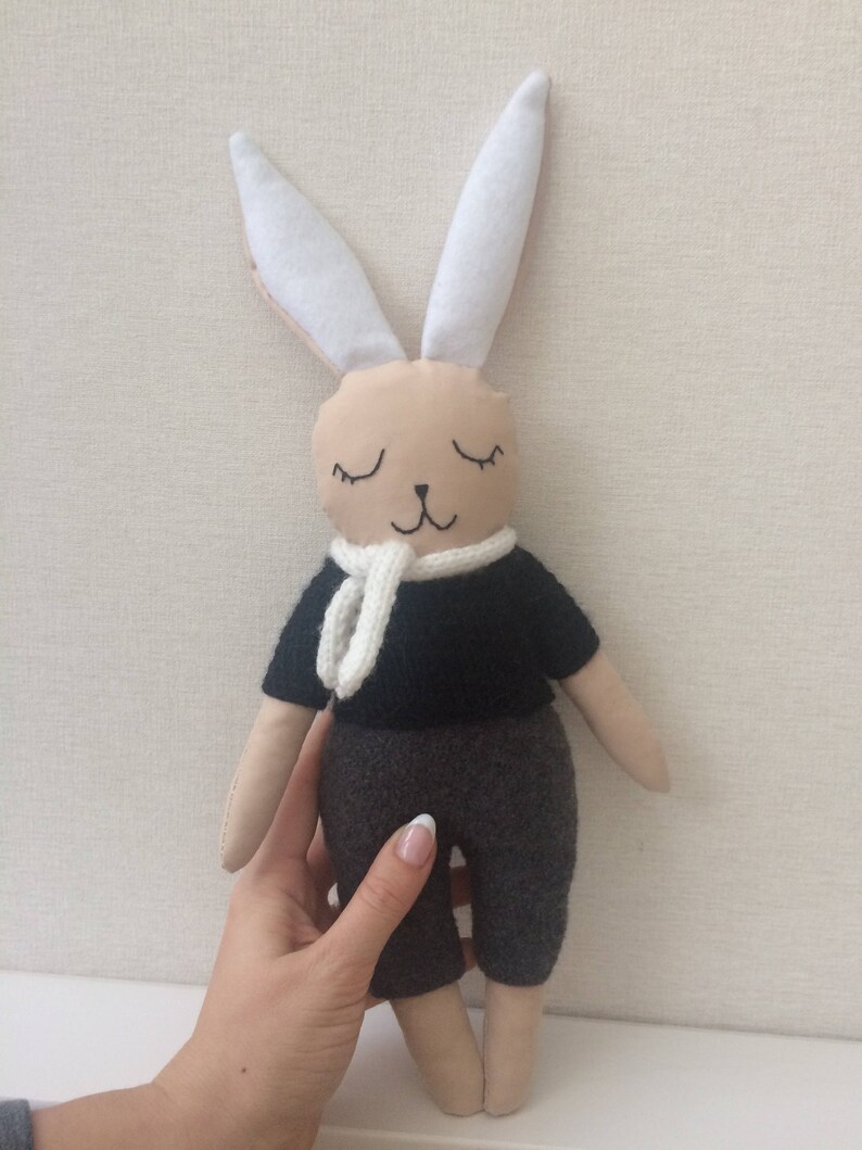 Cloth rabbit Handmade bunny Animal soft toy Fabric doll Etsy