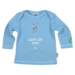 Lazy Baby Gift for Skiers - Can&#39;t Ski Yet Blue T Shirt