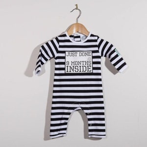 Just Done 9 Months Inside® New Born Baby Shower Gift for Expecting Parent - Prison Baby Grow Outfit by Lazy Baby®