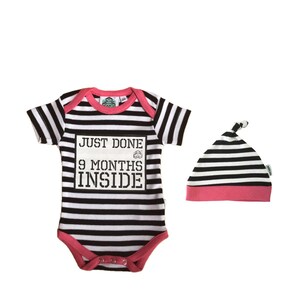 Baby Shower Gift for Girl - Just Done 9 Months Inside® Romper Bundle, Cute Newborn Outfit