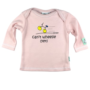 Baby Gift for Cyclist T Shirt Can&#39;t Wheelie Yet Newborn Funny Shirt Baby Shower Gift Cycling Lover