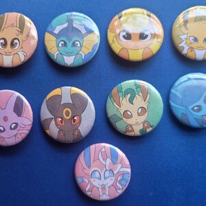 Ditto Eeveelution Buttons Pokemon Kawaii Pin Back Buttons 