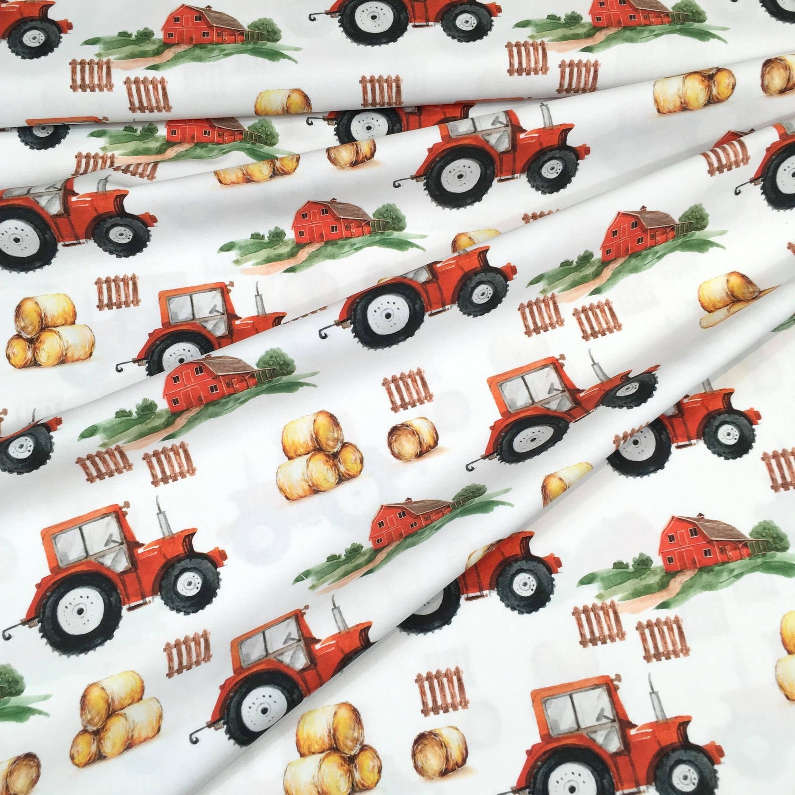 Tractor Farm 100 Premium Cotton Fabric Agriculture Straw Etsy