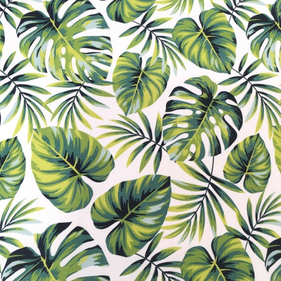 Green Palm Leaf Tropical Cotton Fabric Modern Design 100% - Etsy UK