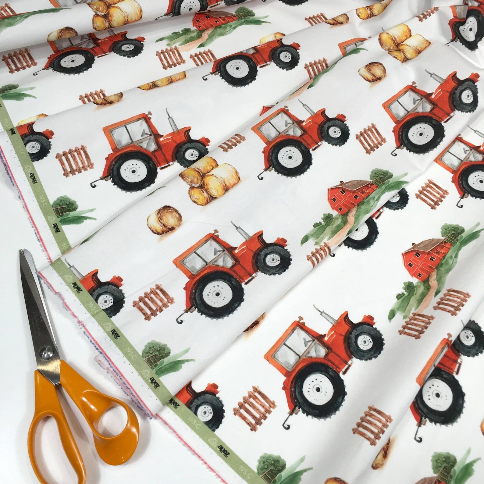 Tractor Farm 100 Premium Cotton Fabric Agriculture Straw Etsy