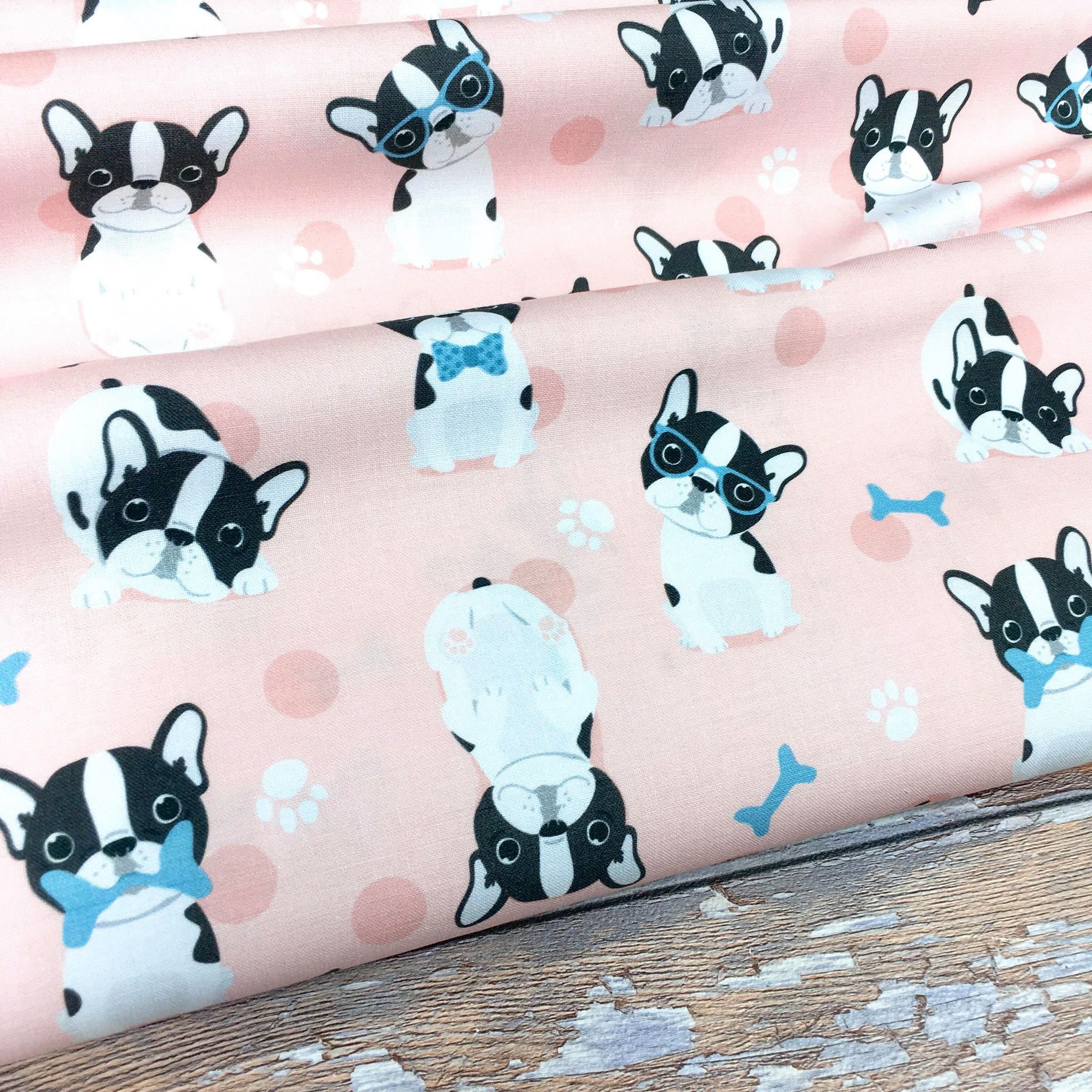 French Bulldog Cotton Fabric Dog Cotton Fabric Pink Dog Fabric Etsy UK