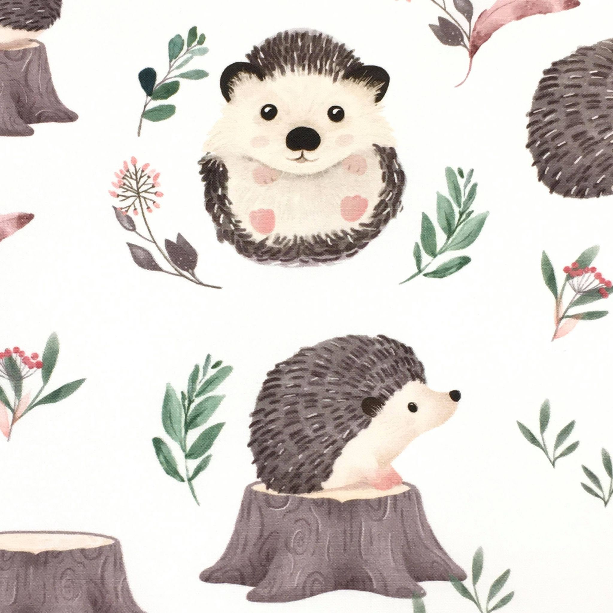 Hedgehog Cotton Fabric 100 Premium Cotton Nursery Forest Etsy