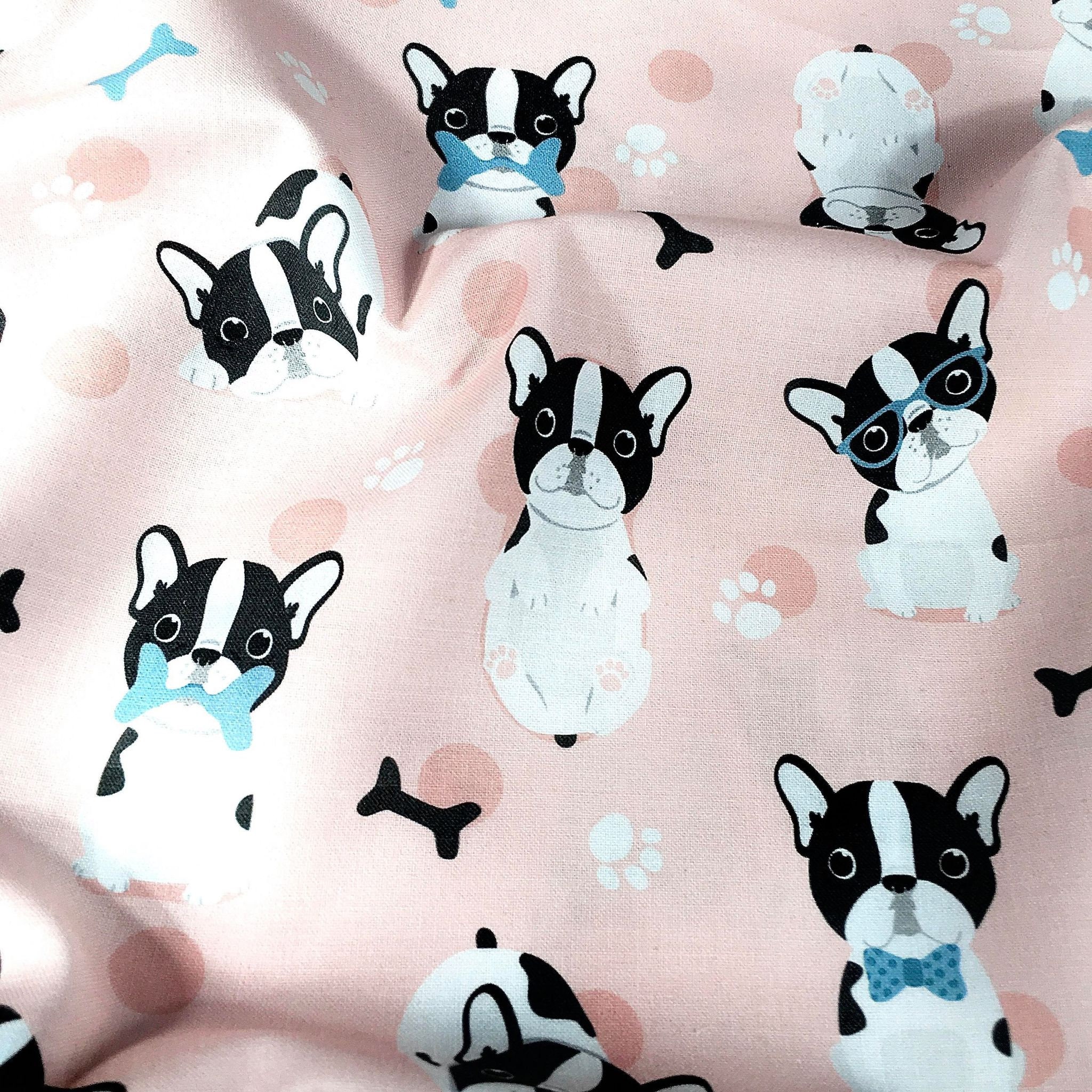 French Bulldog Cotton Fabric Dog Cotton Fabric Pink Dog Fabric Etsy UK