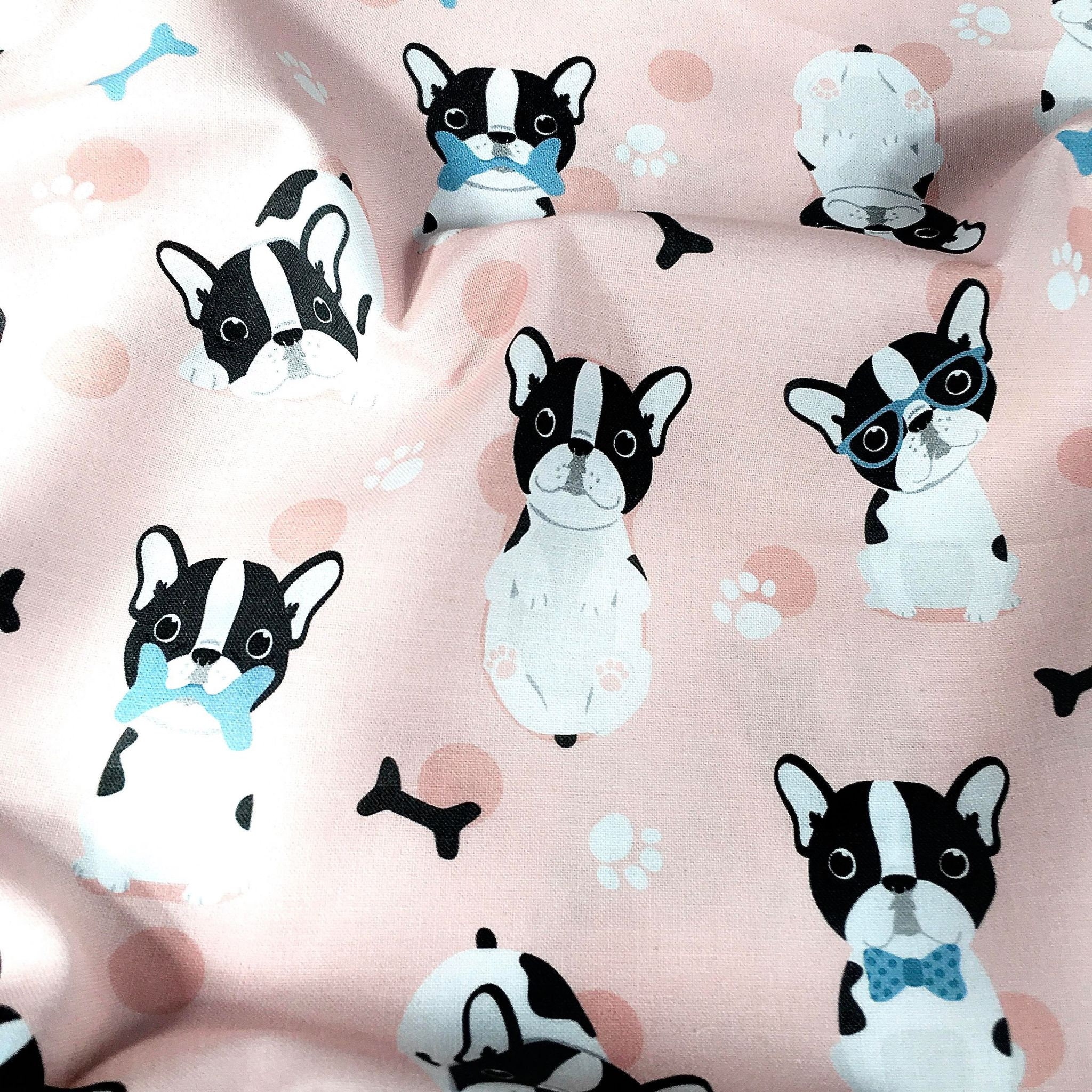 French Bulldog Cotton Fabric Dog Cotton Fabric Pink Dog Fabric - Etsy UK