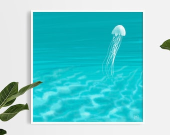 Jellyfish Giclée Fine Art Print of a Digital Painting - 30x30cm Unframed