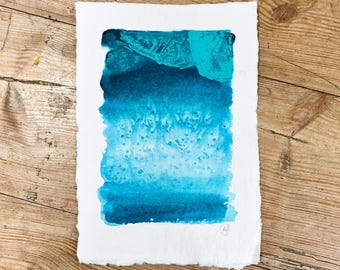 Original A4 Ink Painting - Underwater Light Painting | Calming Artwork | Unframed