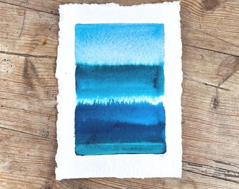 Original A4 Ink Painting - Ocean-Inspired Painting | Calming Artwork | Stillness & Light | Unframed