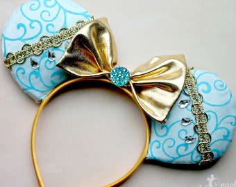 Jasmine Inspired Minnie Mouse Ears: Aladdi Disney Princess Headband with gemstones