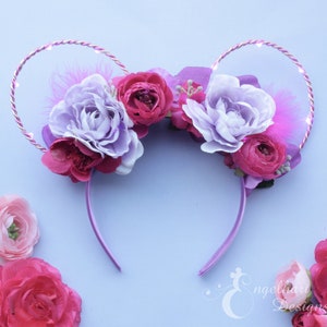Cheshire Cat Ears, Alice in Wonderland Ears, Cheshire Cat Disney Ears, Pink Floral Mouse Ears, Cheshire Cat Mouse Ears, Disney Ears Headband