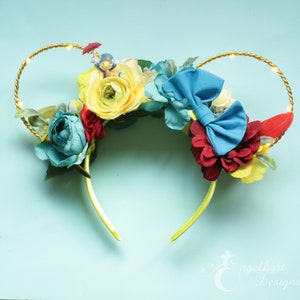 Floral Pinocchio Mickey Ears, Jiminy Cricket Mouse Ears, Light Up Magic Kingdom Headband, Wire Minnie Ears, Pinocchio Disney Bound Accessory