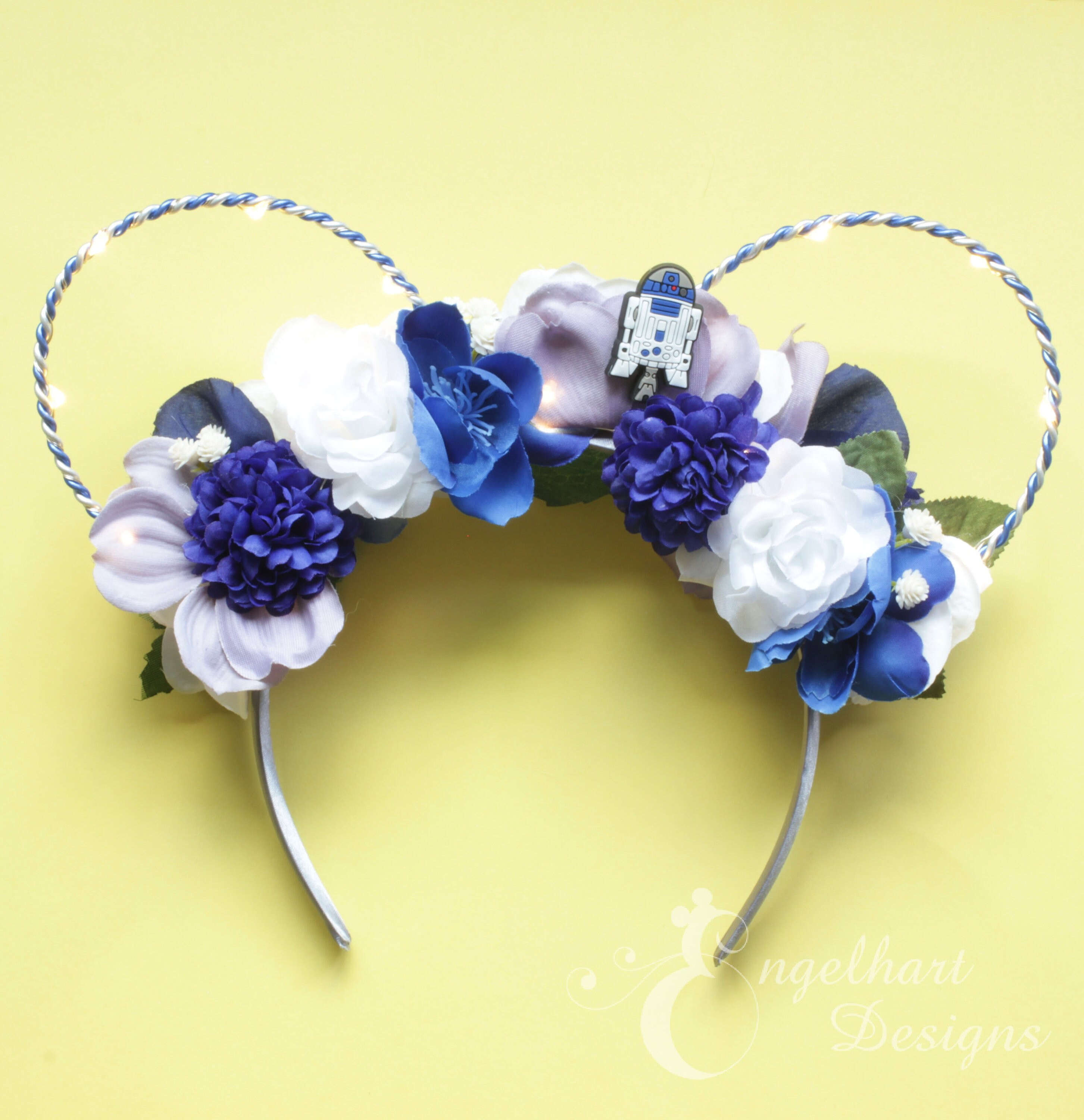 R2D2 Floral Mickey Ears: Star Wars Droid Robot Headband With 