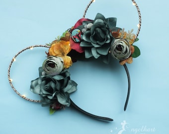Boba Fett Inspired Floral Mouse Ears: Light-Up Star Wars Bounty Hunter Headband