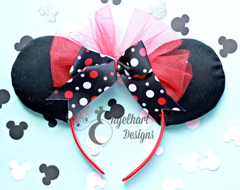 Polka Dot Minnie Mouse Ears: Rock the Dots Tulle Bow Disney Headband
