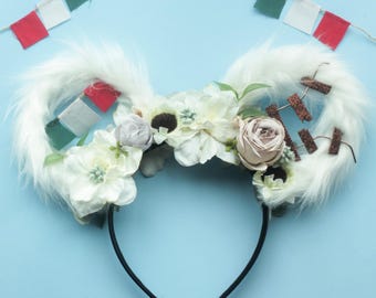 Op expeditie Everest geïnspireerde oplichtende oren met bloemen, harige Yeti Disney Animal Kingdom-hoofdband