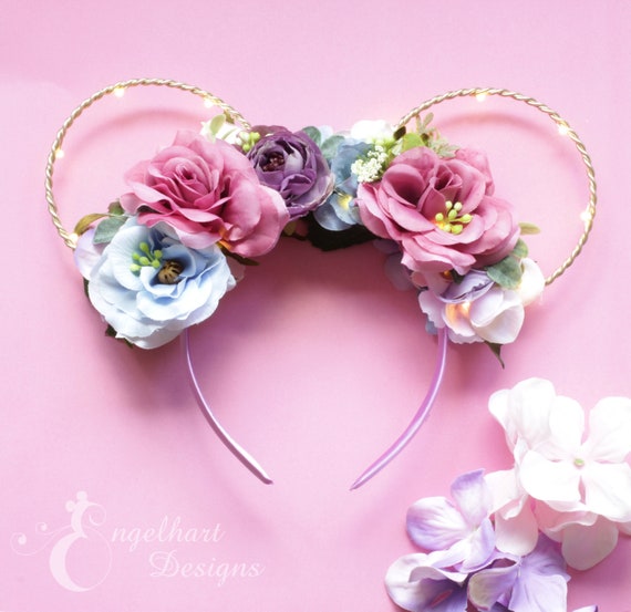 Floral Mickey Ears, Light up Flower Crown Mouse Ears, Disney  display picture 2