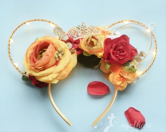 Belle Floral Ears: Beauty and the Beast Inspired Headband