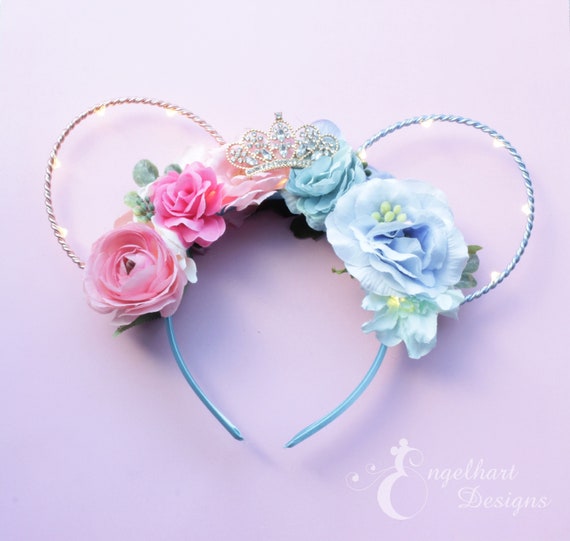 Floral Sleeping Beauty Mickey Ears, Make It Pink & Blue  display picture 3