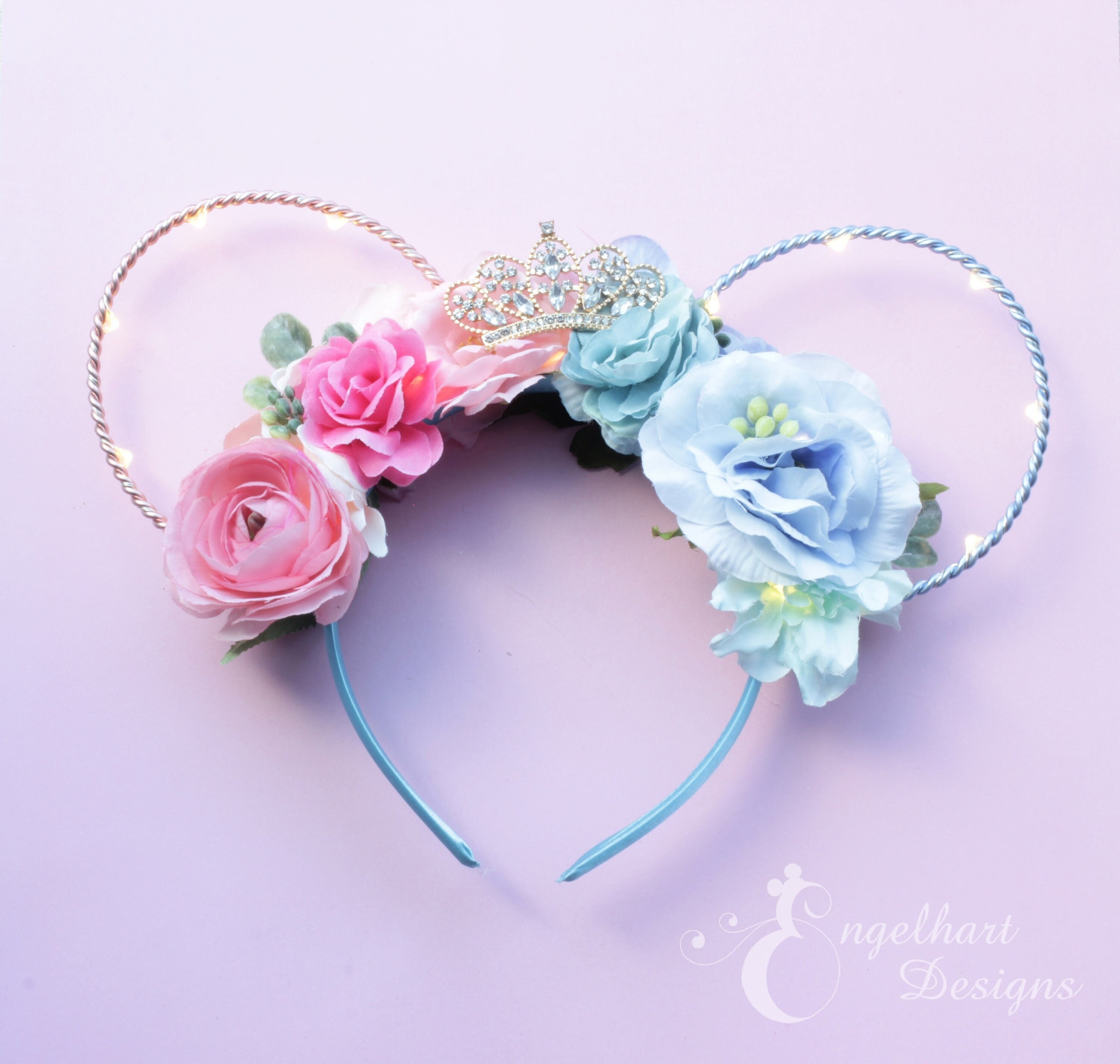 Floral Sleeping Beauty Mickey Ears, Make It Pink & Blue  display picture 1