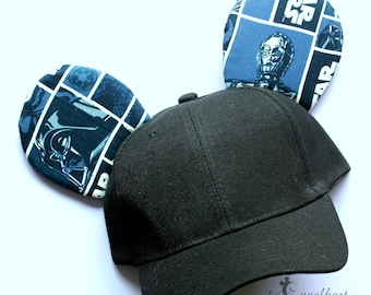 Star Wars Men's Mickey Ears Hat, Blue Star Wars Baseball Cap for boys and men