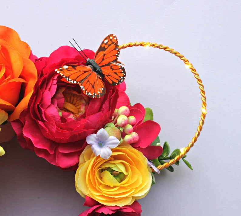 Butterfly Garden Ears Gift for Her Pink Floral Ears with image 2