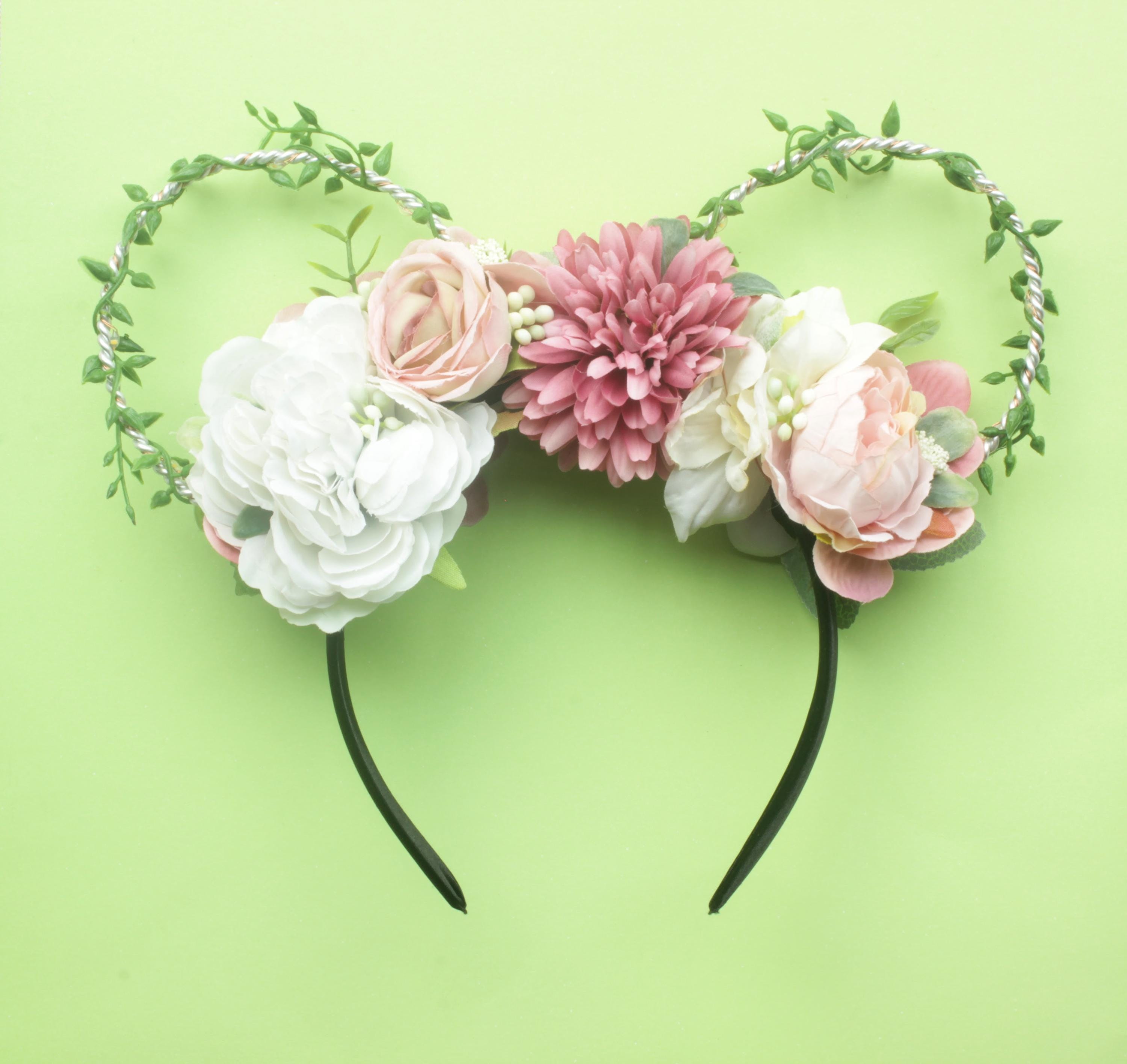 Floral Disney Minnie Mouse Ears Headband Peter Pan with LIGHT Mickey Mouse ears with a floral twist main image 2