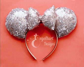 Orecchie di Minnie Mouse con paillettes color oro rosa: cerchietto di Disneyland