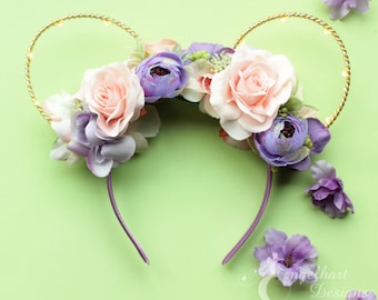 Pastel Princess Floral Ears: Light Up Flower and Garden Disney Headband